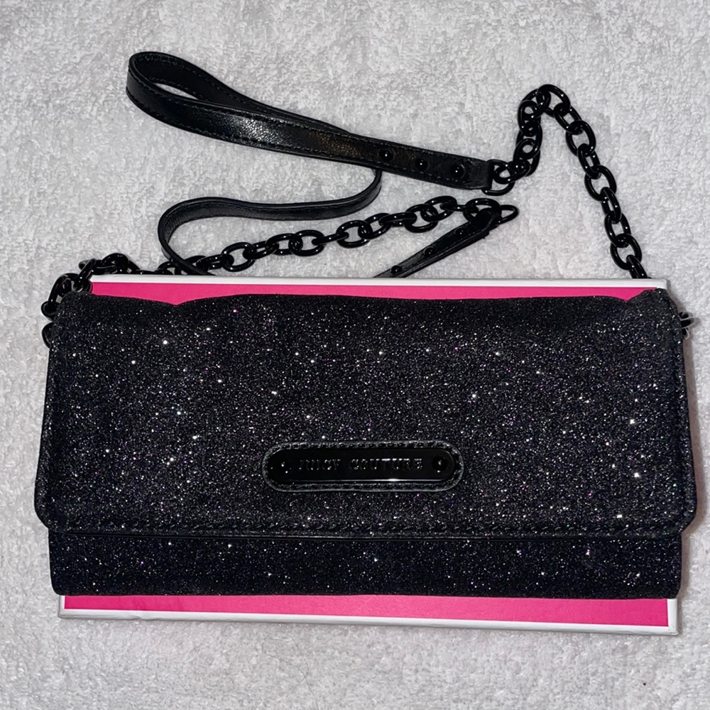 Black Glitter Juicy Couture Crossbody Clutch